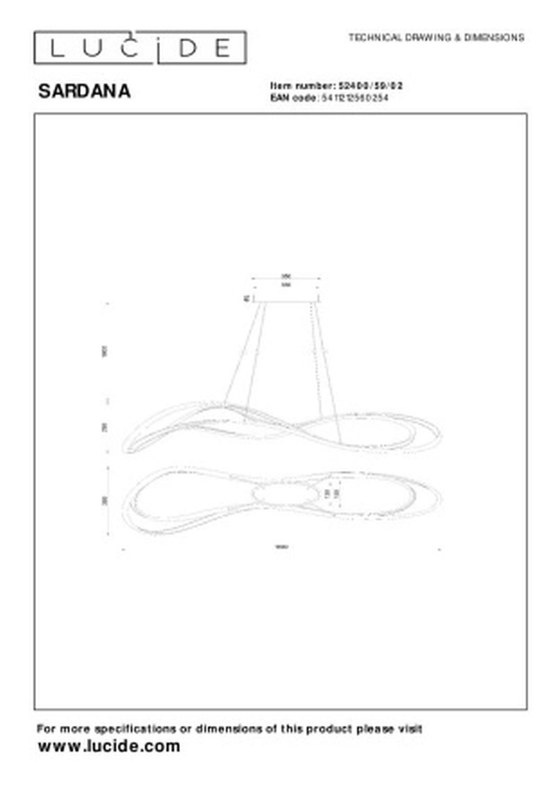 Lucide SARDANA - Závesné svietidlo - LED Dim. - 1x54W 2700K/3200K - Matné zlato / mosadz